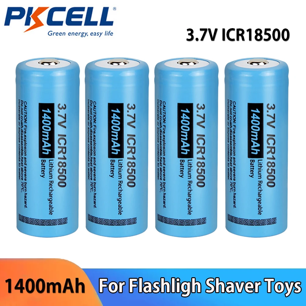 PKCELL 100% оригинальный 1400 мАч перезаряжаемый аккумулятор ICR18500 3,7 в литий-ионные батареи для фонарика, бритвы для игрушек