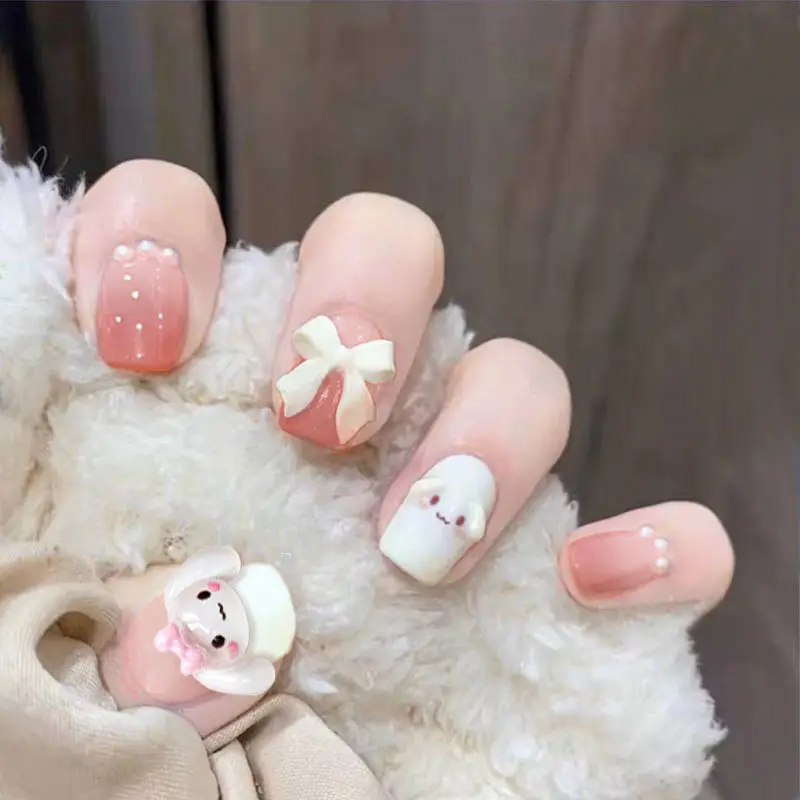 

Spring and Summer New Nail Beauty Finished Product White Wearable Fake Nail Patch Waterproof Korean Nails Tip Date Reuse
