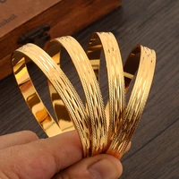 8mm width 65mm inner gold plated bangle for women dubai bride wedding ethiopian africa bangle jewelry gold charm party gifts