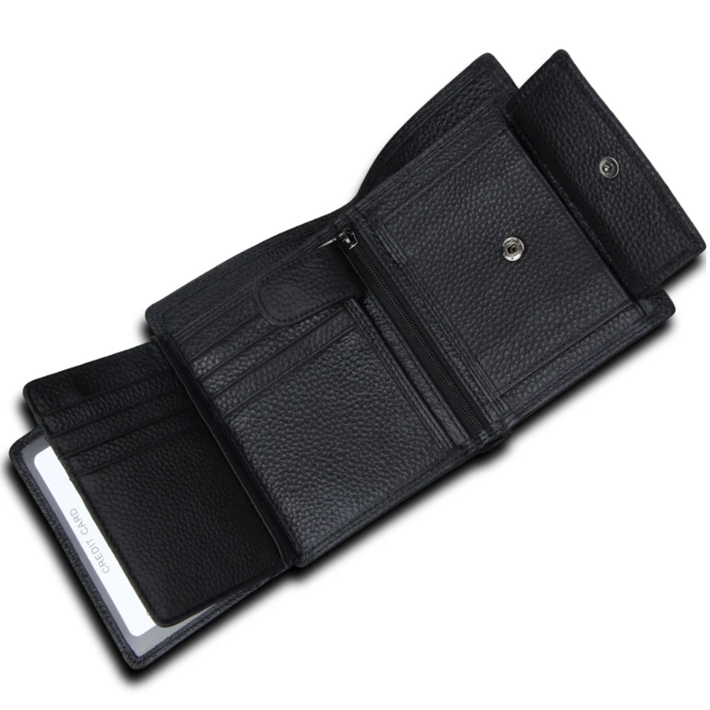 Anti-theft Brush Anti-RFID Genuine Leather Men's Wallet Multifunctional Men's Vertical Wallet Card Bag