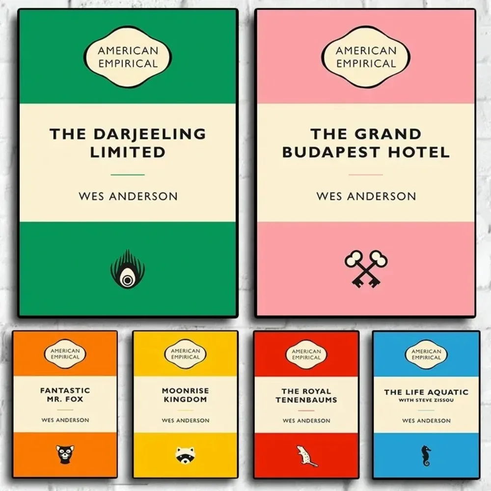 Wes Anderson Klasyczna seria filmów „Big Budapest Hotel” Obraz na płótnie Abstrakcyjny styl Bez ramki Idealny do wystroju domu