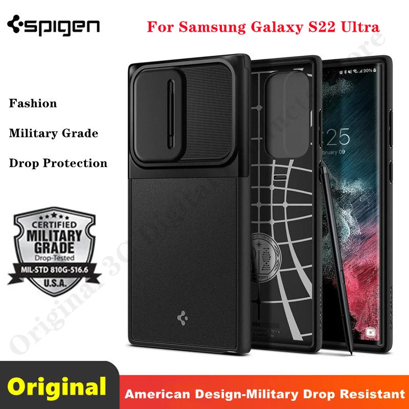 

For Samsung Galaxy S22 Ultra Case | Spigen [Optik Armor] Shockproof Lens Protector Cover