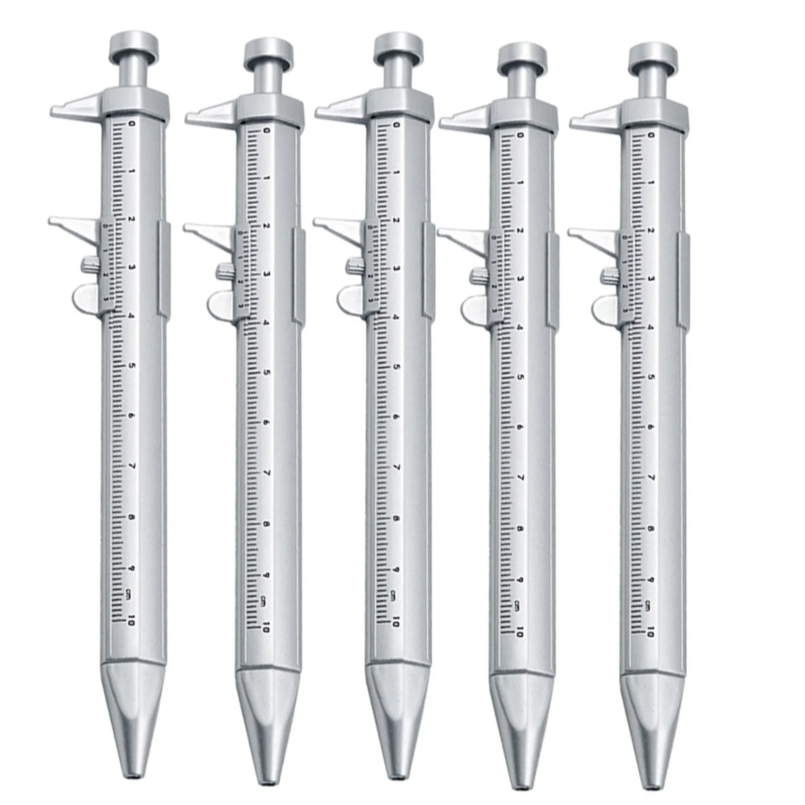 

5pcs Multifunction Pen Vernier Caliper 0-100mm 1.0mm Plastic Roller Ball Ruler Tools Blue Refill/Black Refill Measuring Tools