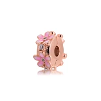 garden pink daisy spacer clip bulk charms for jewelry making free shipping items luxury holiday gifts jewelry beads diy atacado
