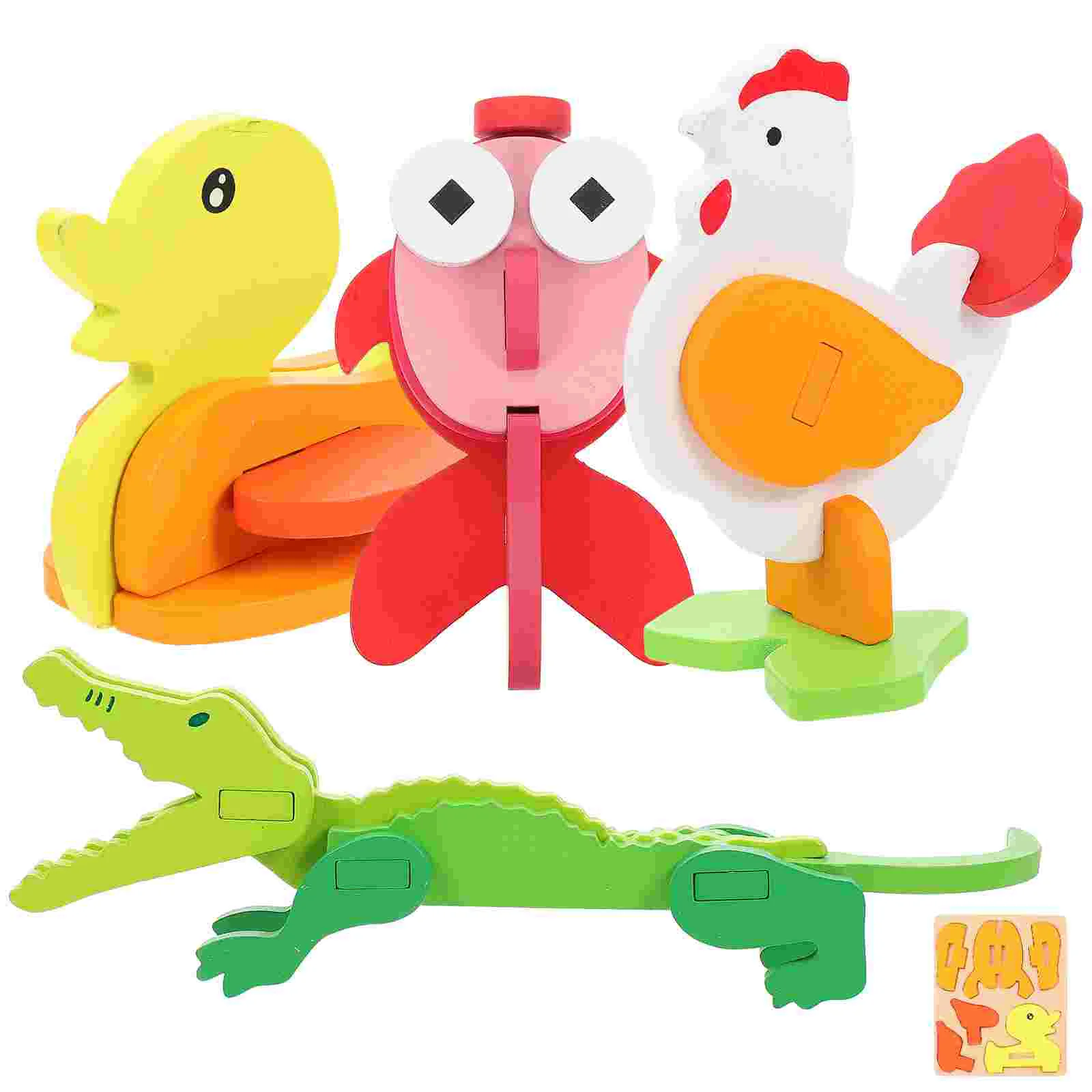 

Puzzlespuzzlewooden Animal Kids Learning Toddler Animals Educational Children Building Jigsaw 3D Stem Brain Montessori Early