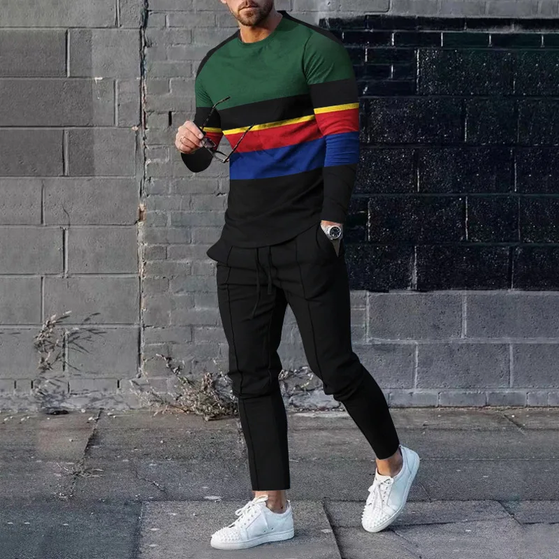 Men Casual Sport Tracksuit For Male Jogging Sets Streetwear Long Sleeve Shirt Trousers Outfit Fashion 3D Print Oversize Clothes