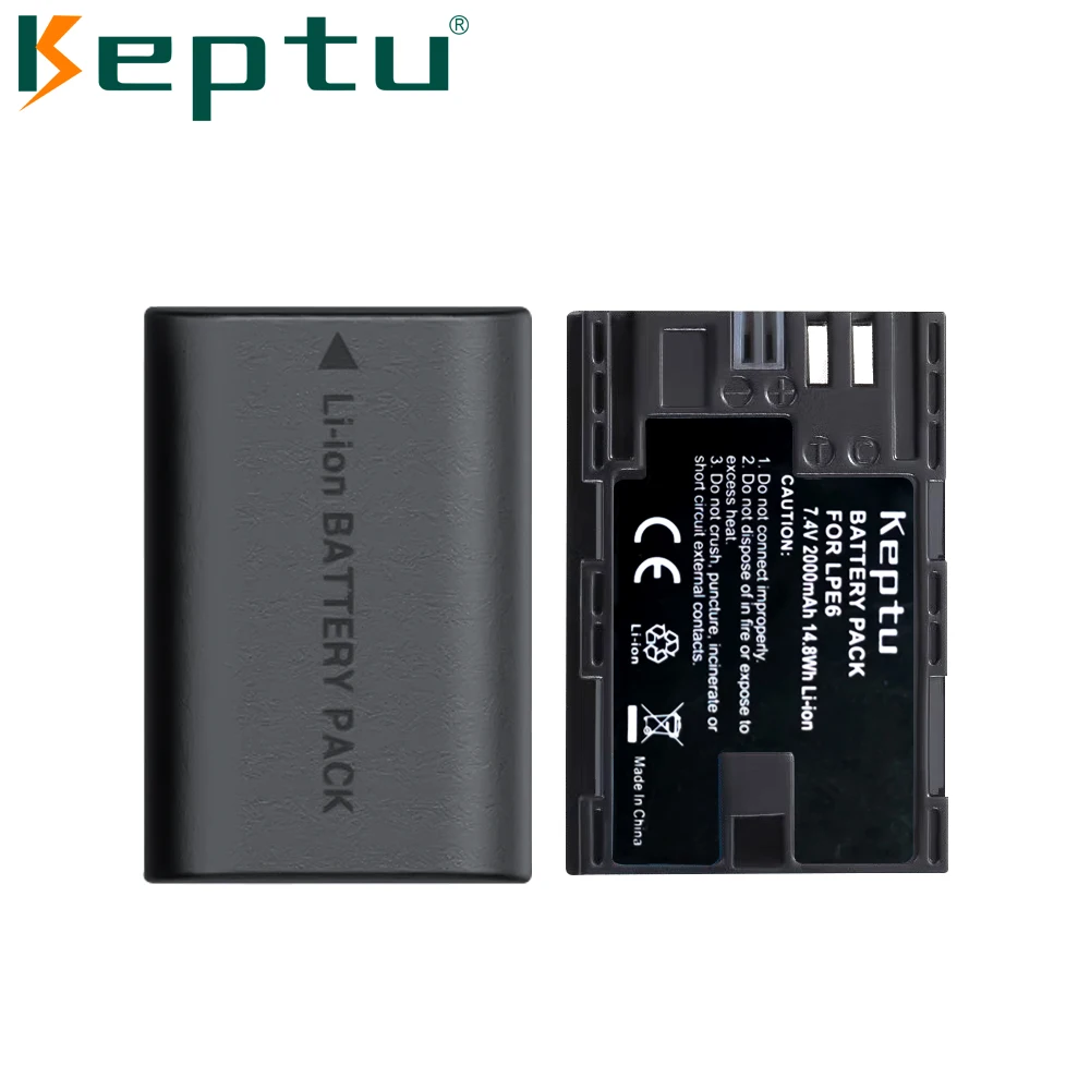 KEPTU LP E6 Аккумулятор для камеры Canon Mark II 5D III 6D 7D 70D 80D EOS 5DS R + зарядное устройство