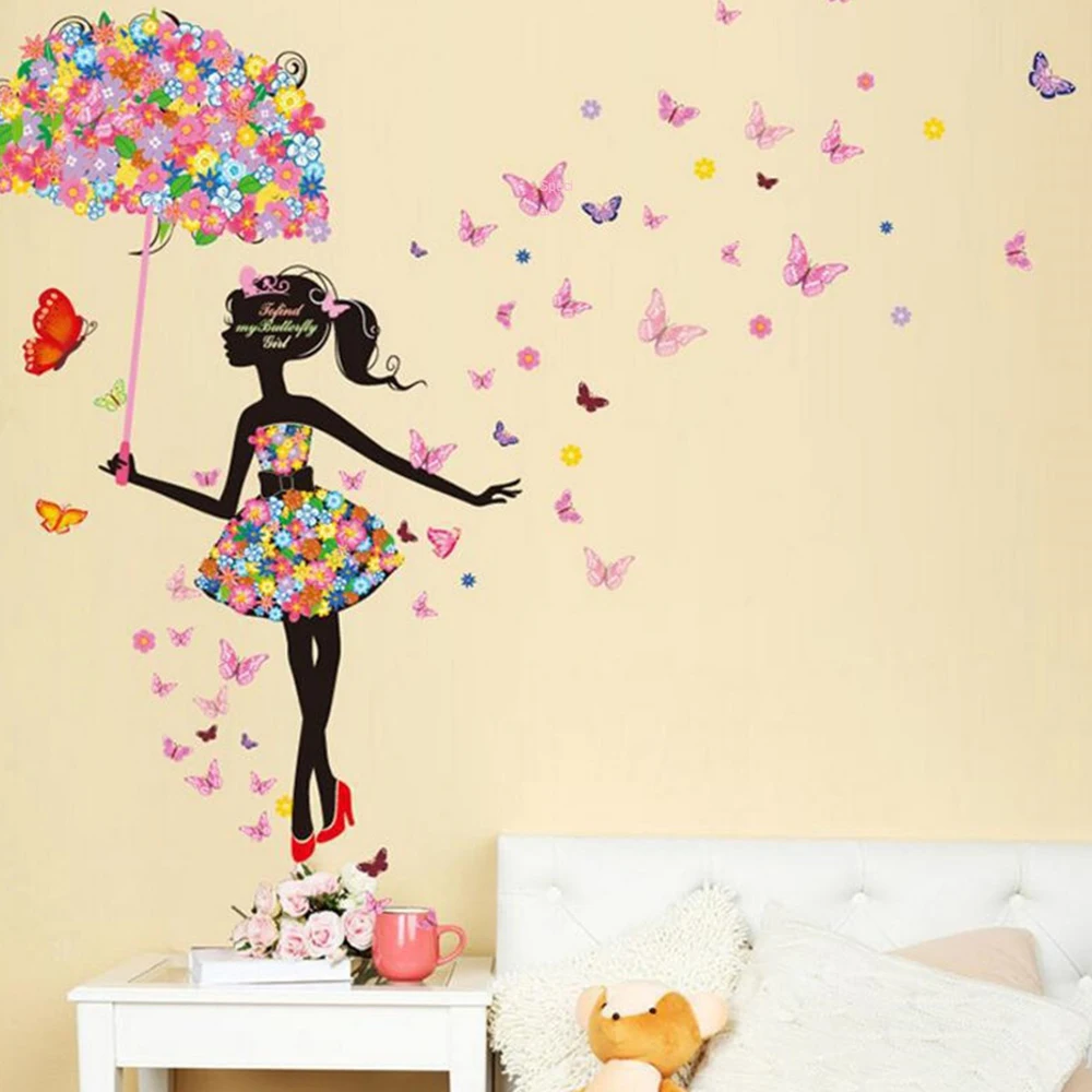 

Removable Room Wall Stickers Waterproof Applicable To Multiple Scenarios Flower Fairy Wall Decal Ornament Wall Decoration Art