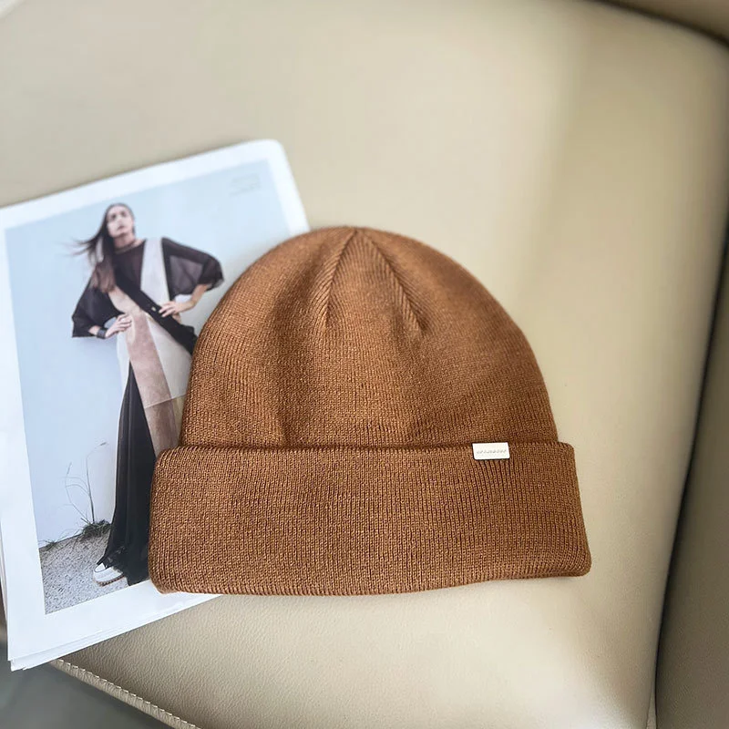 Шапка-бини женские зимние теплые вязаные шапки уличные двухслойные