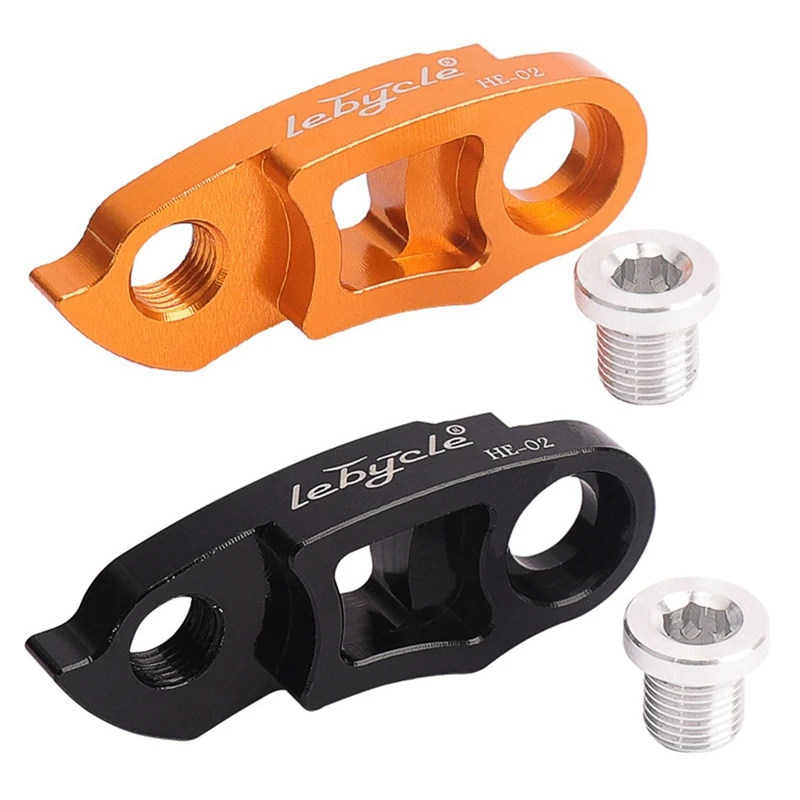 

Lebycle 2Set Rear Derailleur Hanger Extension Frame Gear Tail Hook Extender 34-52T Adapter Bicycle Cycling Parts,Golden & Black