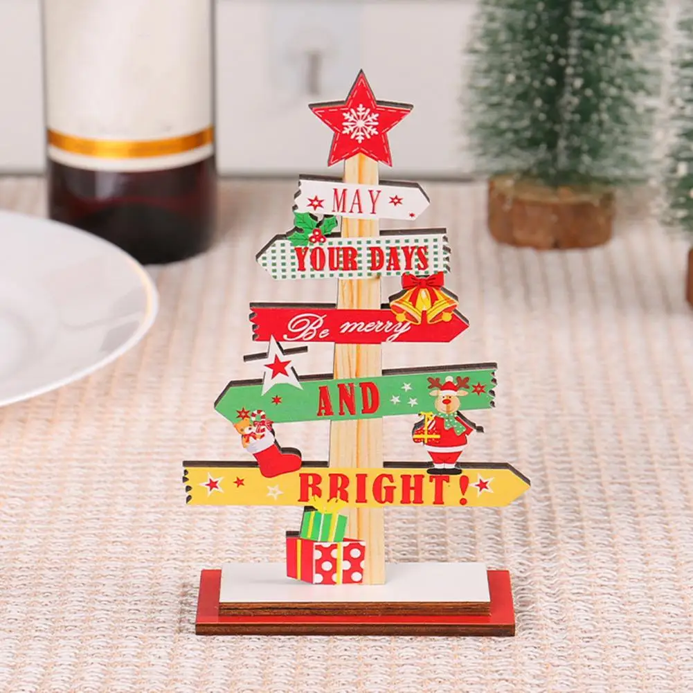 

Durable Wooden Christmas Decoration Reusable Holiday Xmas Table Ornament Solid Wood Christmas Tree Desktop for Christmas