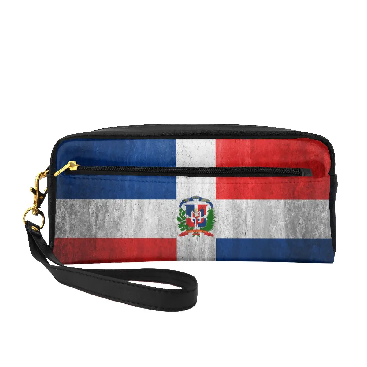 

Women Portable Cosmetic Bag Vintage Dominican Republic Flag Makeup Bag Pouch Makeup Organizer Pencil Case