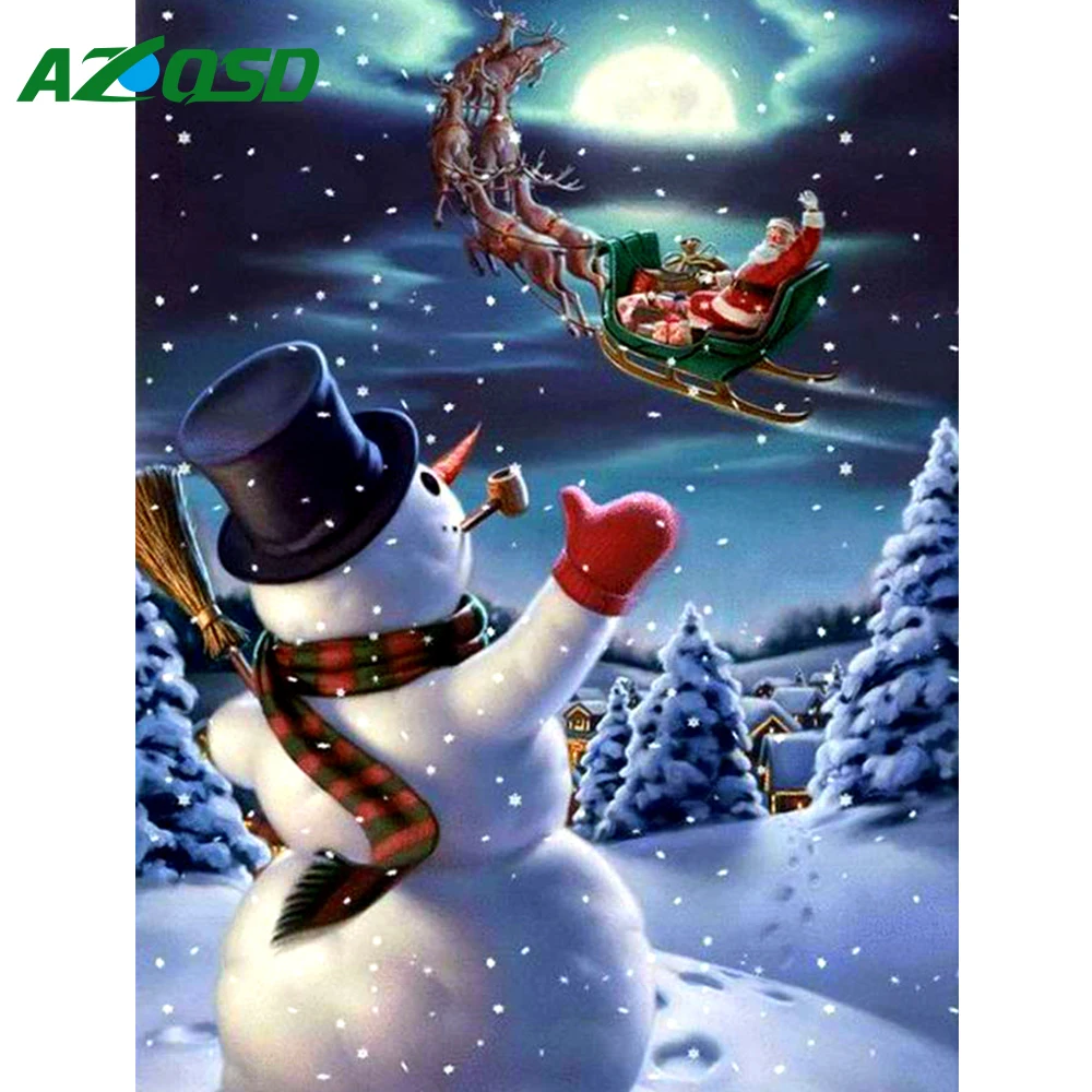 

AZQSD алмазная мозаика снеговик вышивка крестом алмазная вышивка пейзаж картина из страз живопись рождество новое поступление подарок ручной работы