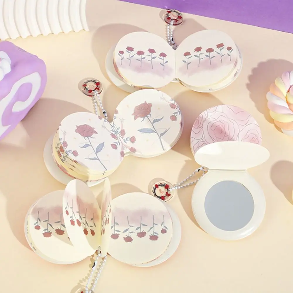 

Makeup Mirror Mini Notebook with Mirror Taking Notes Reduce Pressure Decompressed Notepad Rose Series Round Mini Memo Notepad