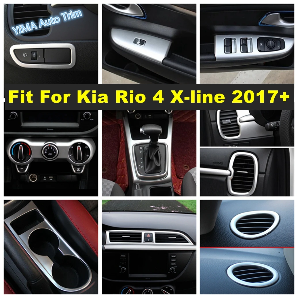 

Head Lights / Window Glass Lift / Water Cup Holder Panel Cover Trim For Kia Rio 4 X-line 2017 - 2020 Matte Interior Accessories