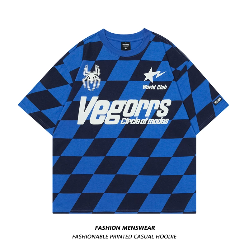 Kuba модный бренд американский винтажный клетчатый принт 2024 летняя новая мужская и