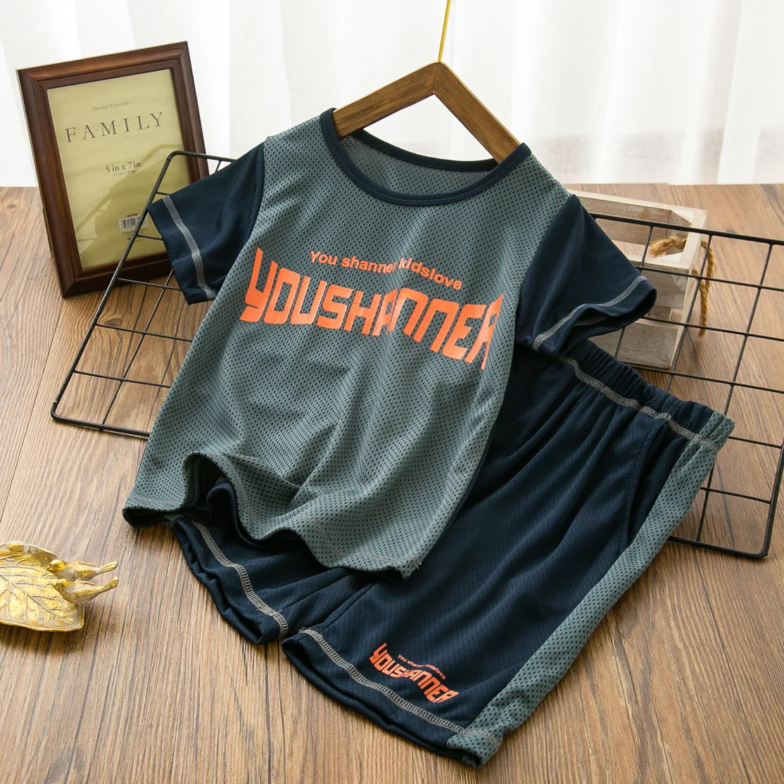 Summer children's mesh half sleeve sports suit quick drying short sleeved shorts basketball suit Sportswear basketball jerseys