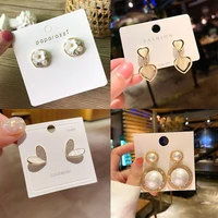 delicate korean pearl flower crystal earrings women accessories ins girl new