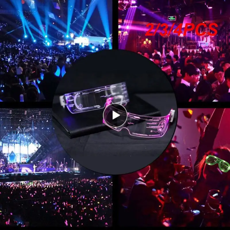 

4PCS LED Luminous Glasses LED Glasses EL Men Women Fashion Vintage Punk Party Christmas Colorful Light Up Glasses Shades UV400