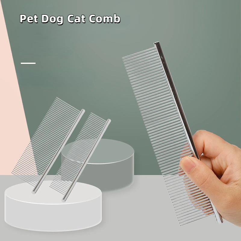 

Pet Dematting Comb Stainless Steel Pet Grooming Comb for Dogs and Cats Gently Removes Loose Undercoat, Mats Tangles and Knots
