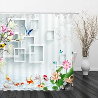 three dimensional geometric flower bird shower curtain butterfly animal plant scape bathroom bath curtains waterproof with hooks