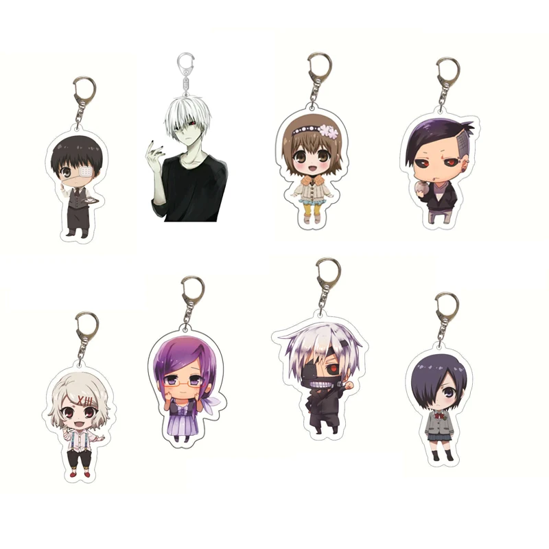 

1pcs Hot Anime Tokyo Ghoul Keychain Kaneki Ken Pendant Acrylic Anime Accessories Cartoon Key Ring Ornament Fans Gift