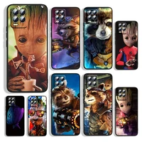 marvel raccoon groot for oppo realme gt master neo q3s q2 x50 x7 x3 x2 c21y c17 c11 c3 pro carnival black phone case