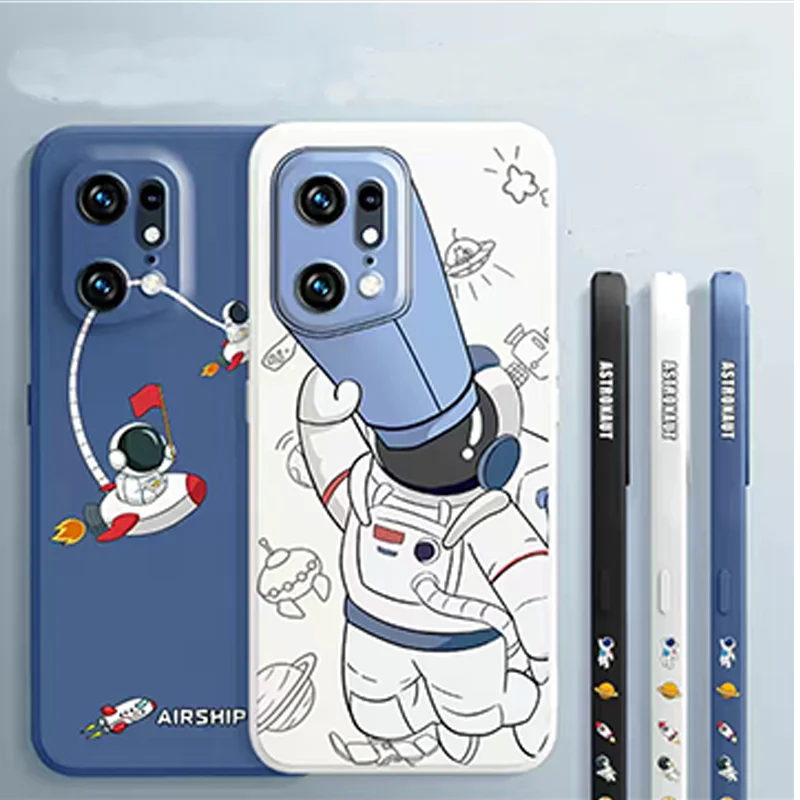 For OPPO Find X5 Pro Case Astronaut Square Liquid Silicone Phone Case For OPPO Find X5 Funda Soft Cover FindX5 X 5 X5Pro Cases