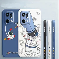 for oppo find x5 pro case astronaut square liquid silicone phone case for oppo find x5 funda soft cover findx5 x 5 x5pro cases