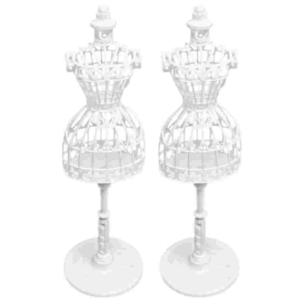 

2pcs Plastic Mini Mannequin Model Stand Dress Display Stand Doll Clothes Rack