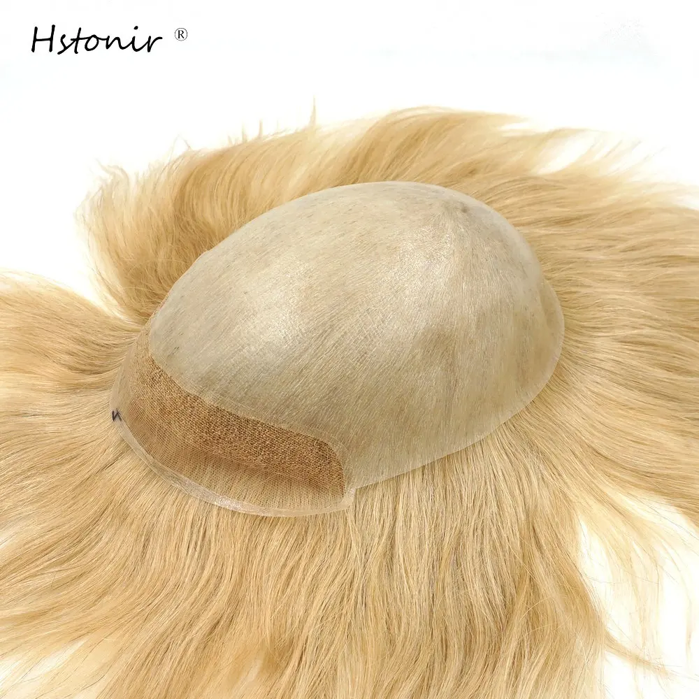

Hstonir Mens Wigs Prosthetic Accessories Indian Remy Hair System For Men Blond 100% Human Hair Lace Front Toupee Capilar H091