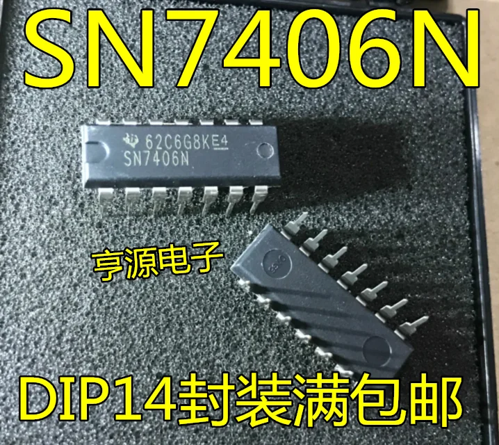 

free shipping SN7406N 7406 DIP-14 15pcs
