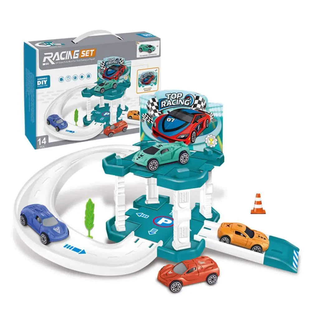 

Interactive 1 Set Cute Gliding Rail Car Toy Playset Parking Lot Toys Educational Toy Vehicle Toy Clear Outline for Souvenir