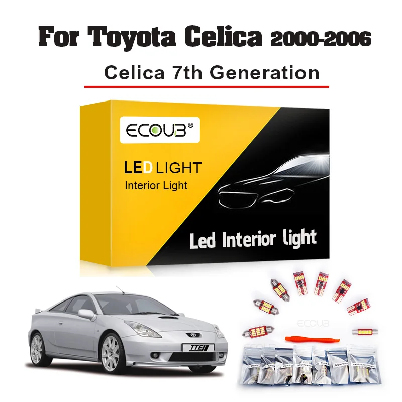 7PCS LED Interior Light Kit for Toyota Celica 7th Gen 2000 2001 2002 2003 2004 2005 2006 Dome Map Trunk License Plate Lights
