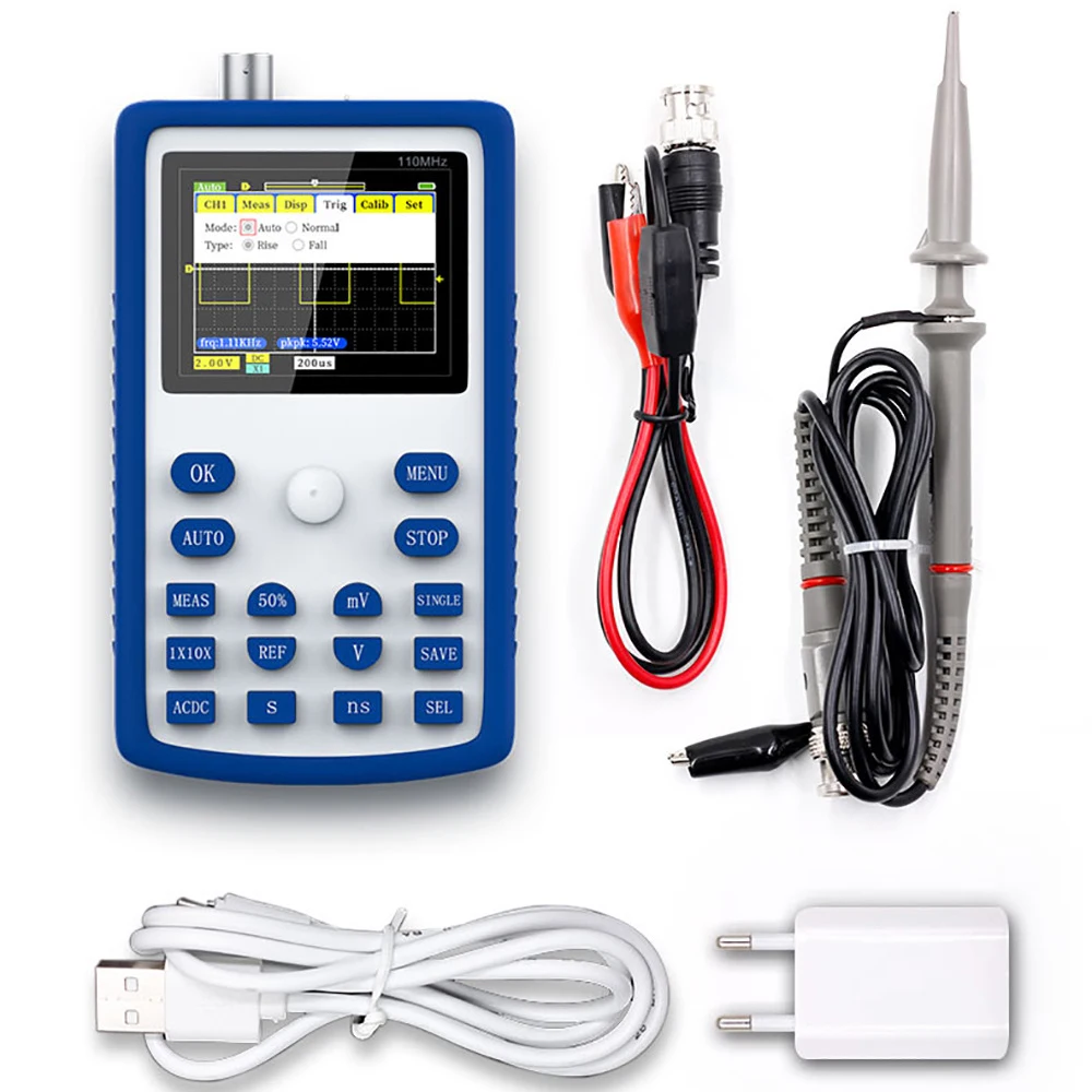 

Portable 1C15 Professional Digital Oscilloscope 500MS/s Sampling Rate 110MHz Analog Bandwidth Support Waveform Storage
