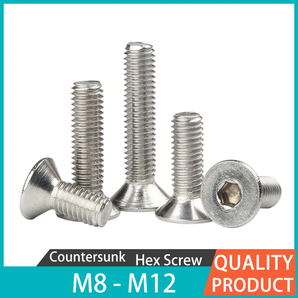 

Metric Threaded Hexagon Metalworking Machine Bolts Screw Stainless Steel Countersunk Hex Socket Screws M5 M6 M8 Flat Head Bolt