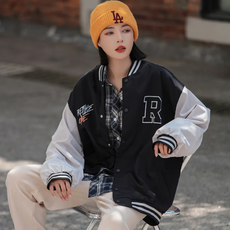 Женская модная куртка Kpop в стиле пэчворк на весну и осень |