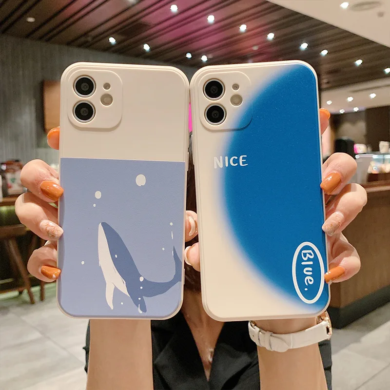 

Креативный чехол с дельфином для iPhone 13 apple 12mini 11Pro, мягкий чехол с полукруглым градиентом 7 / 8