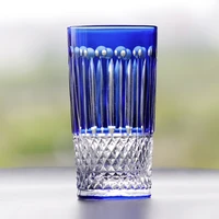 blue wine drinking glass cup lead free crystal glass blue hand blown hand carved glasses best gift for wedding