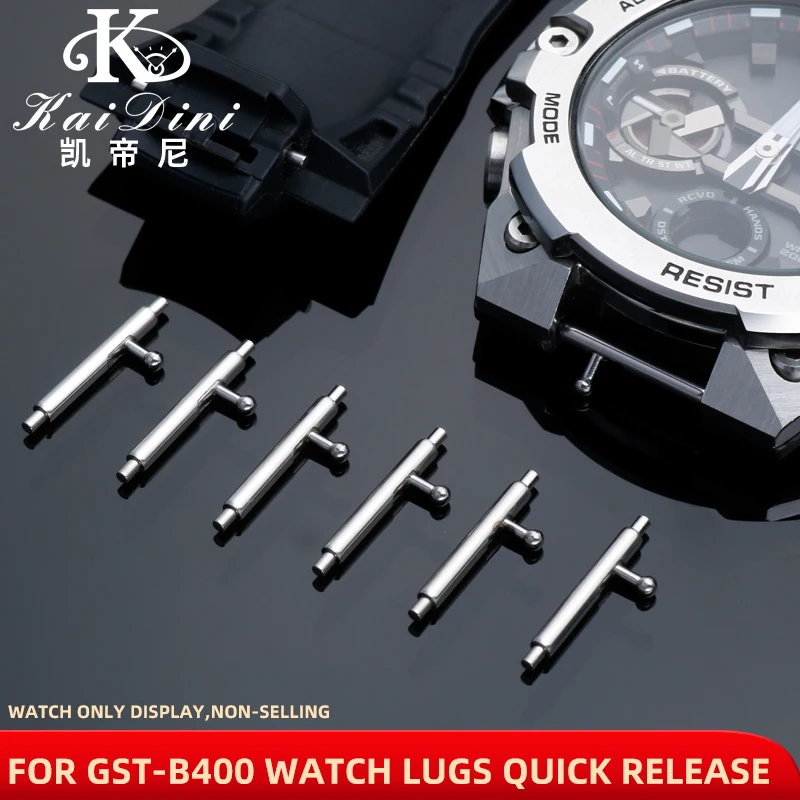 Фото Для Casio G-SHOCK GST-B400 ремешок из силиконовой резины Пружинный стержень для часов Быстроразъемный соединительный стержень из нержавеющей стали 14 мм №1