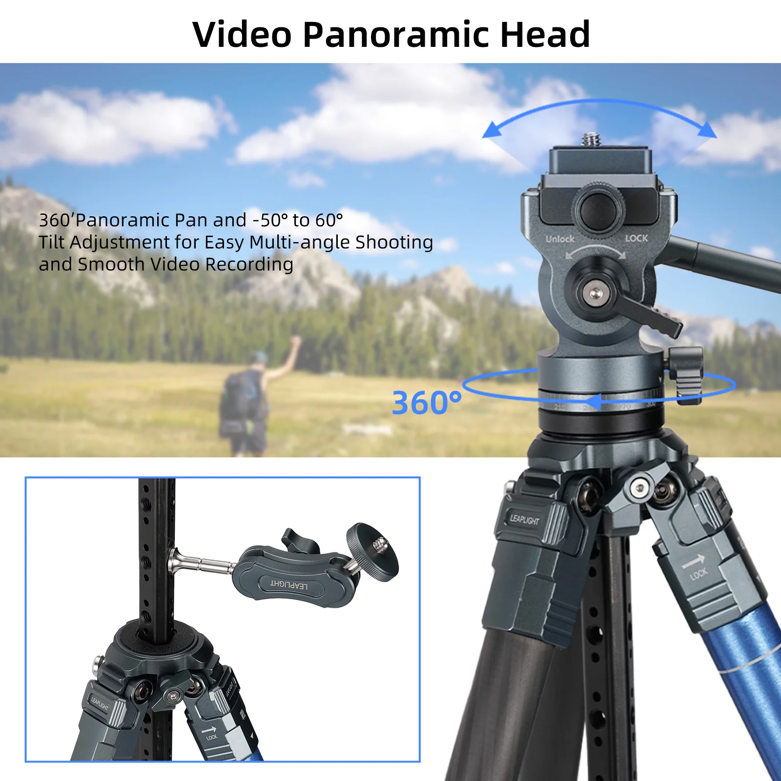 Профессиональный штатив для камеры из углеродного волокна с расширяемой