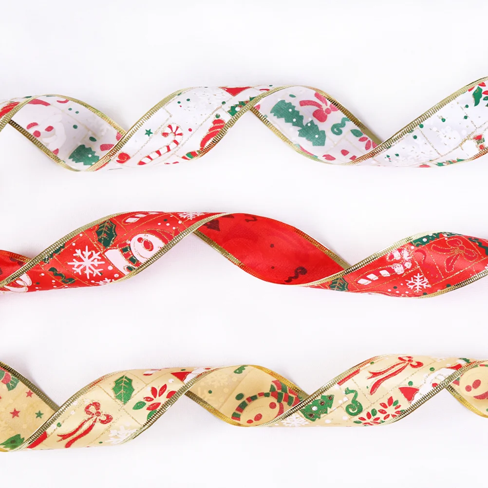 

3 Rolls Ribbon Fashion Portable Shimmering Practical Premium Exquisite Christmas Ribbons for Xmas Party