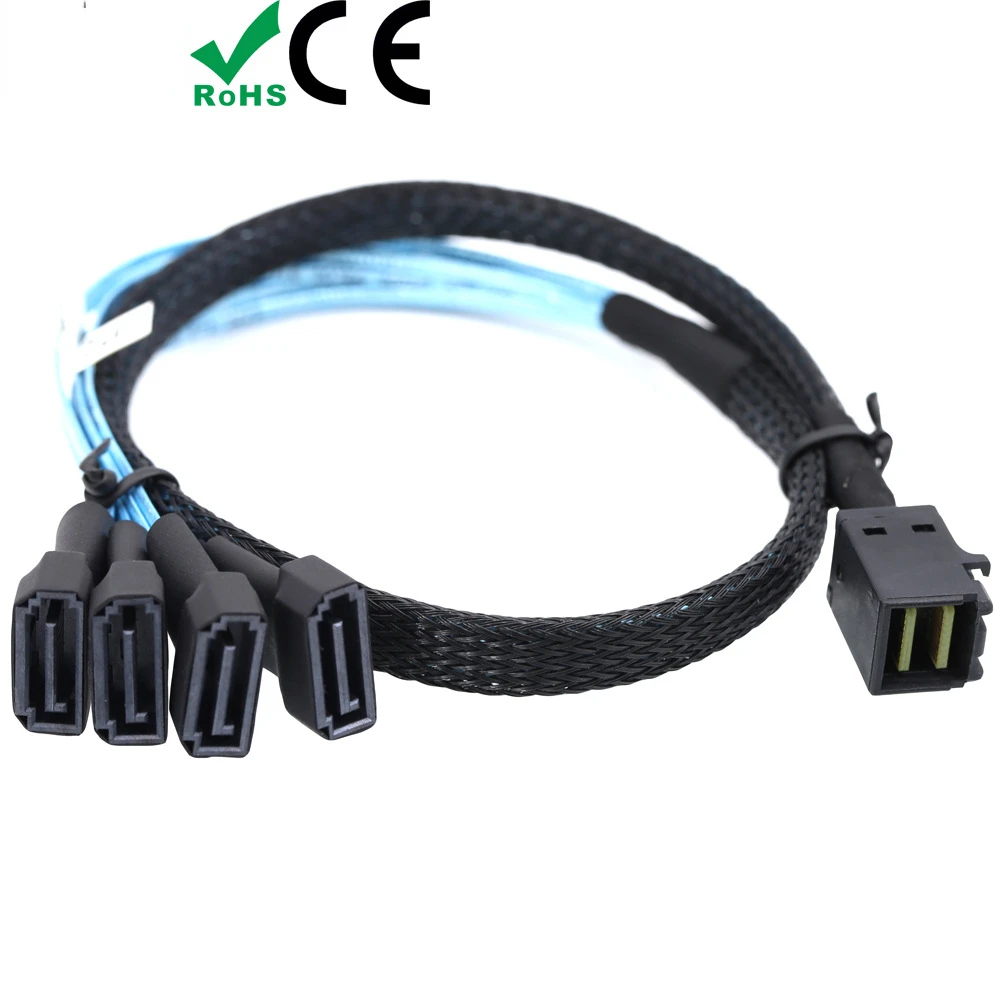 Внутренний кабель для сервера Mini SAS HD SFF-8643 Cord к 4 SATA 7P Male