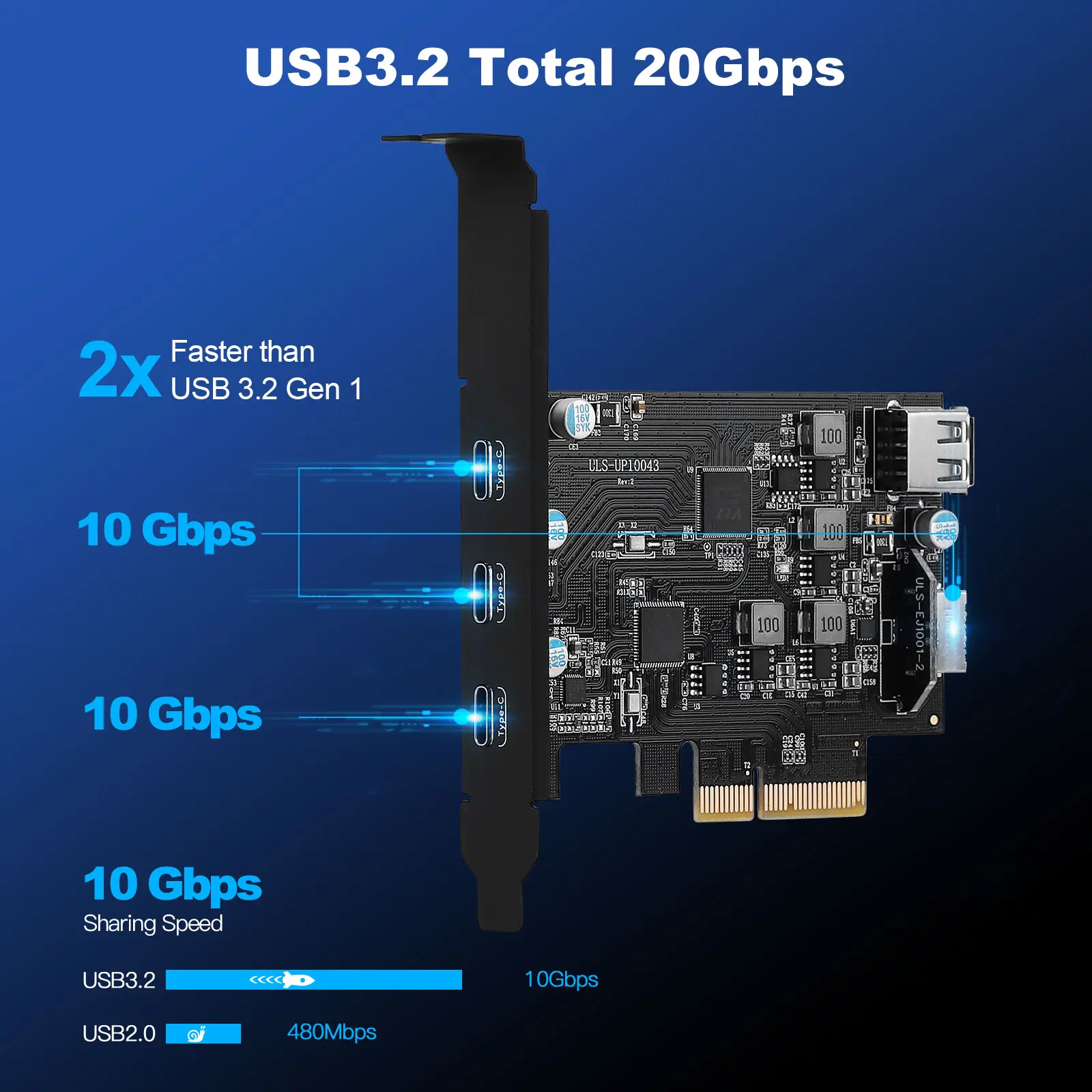 PCIe к USB 3 2 Gen 5 портов карты всего 20 Гбит/с порта C 1x A-Key Pin Type-E Header для Windows Передняя