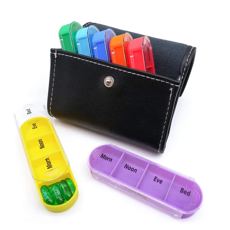 Seven color Rainbow Wallet Compartment Portable Medicine Kit 7 days a week Drug Reminder Large Capacity Pill Dispenser