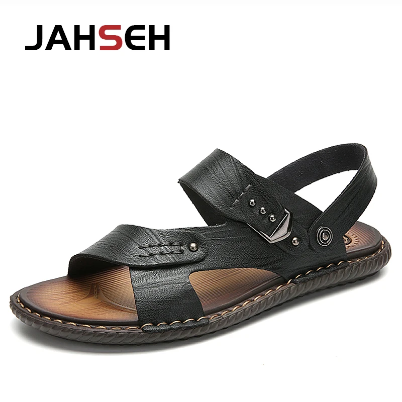 

Soft Men Sandals Men's Summer New Casual Beach Shoes Leather Fashion Breathable Sandals Men Roman Style Walking Shoes Outdoor