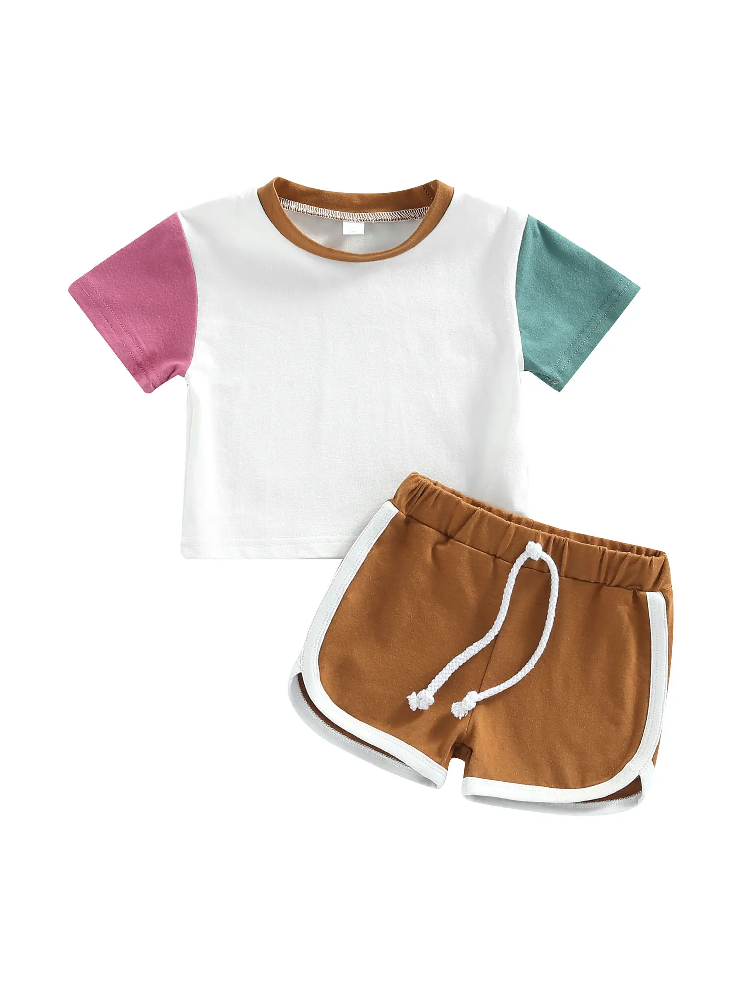 

Футболка с коротким рукавом и шорты на завязках для новорожденных, 2 шт.