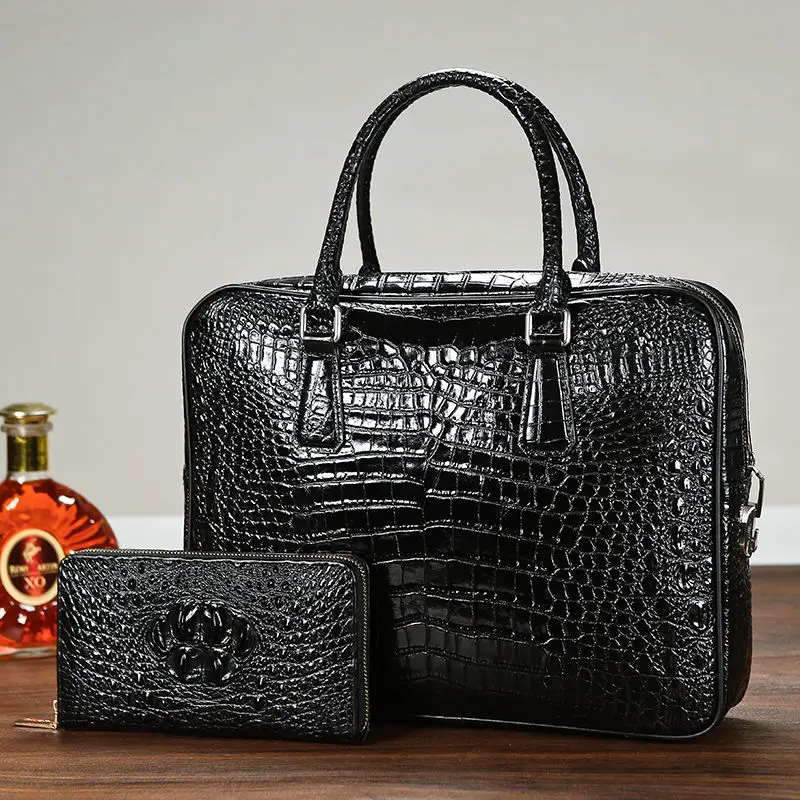 

2022 New Luxury Crocodile Skin Genuine Leather Business Men's Briefcase Alligator Shoulder Bag Men Messenger Laptop Computer Bag