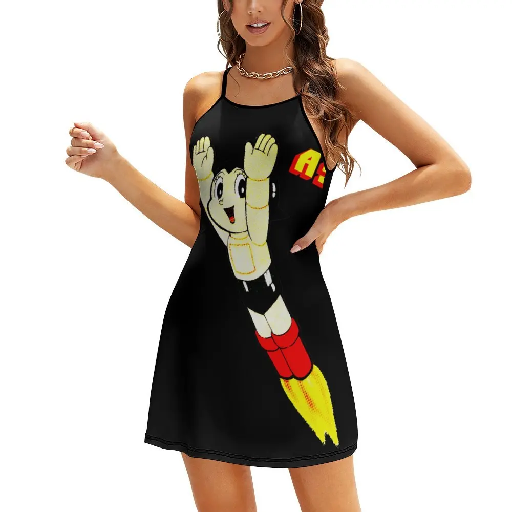 

Tetsuwan Atom Anime Astro Boy 10 Cute Exotic Woman's Gown Women's Sling Dress Funny Novelty Clubs Strappy Dress