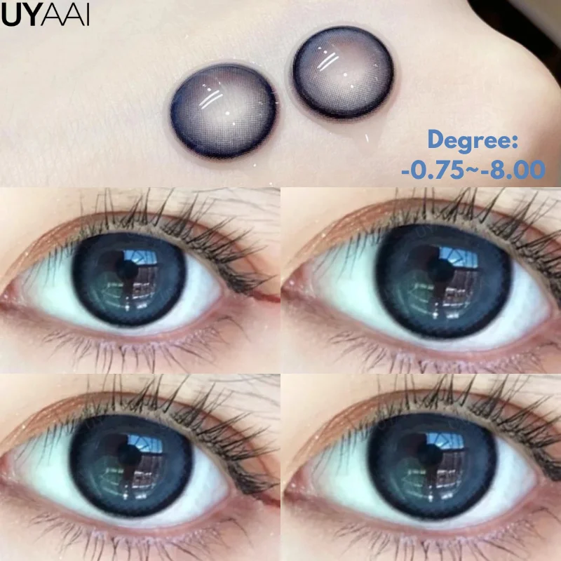 

UYAAI линзы с близорукостью синие школьники корейские одноразовые цветные контактные линзы для глаз зеленые контакты для глаз цветные линзы